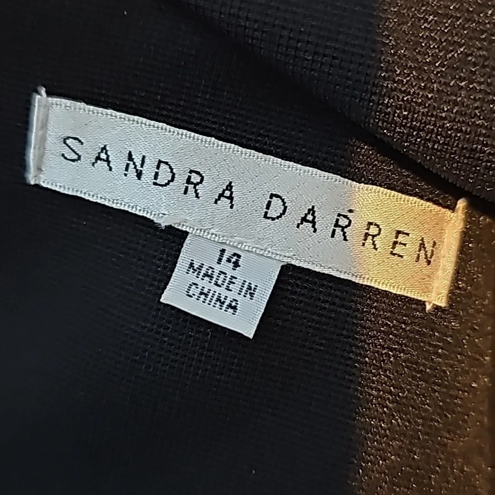 Sandra Darren Size 14 Black Tan Off White Sheath Dress